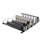 YQWIN Fridge Drink Organizer, Can Dispenser, Fridge Organization, Soda Rack Can Organizer, Spring Loaded Beverage Storage, Bottled Water Organizer for Refrigerator, Width Adjustable Beverage Pusher Glide, Beer Pop Can Water Bottle Storage for Pantry, Kitchen, 5 Rows (15inch)