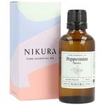 Nikura Peppermint Essential Oil - 50ml | Perfect for Repelling Spiders, Rats, Mice, Bugs, Ants | Great for Hair, Headaches Relief, Energy Boost, Skin, Candle Making | Vegan & UK Made