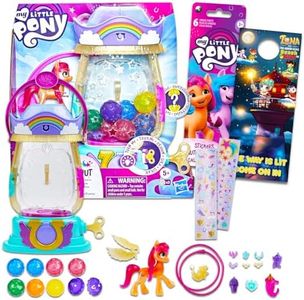 My Little Pony Gumball Machine Toy for Girls - Bundle with Mini MLP Sunny Starscout Doll with Gumball Machine Plus Stickers, More | My Little Pony Sunny Figure for Kids