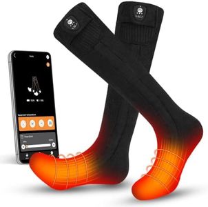 SNOW DEER Heated Socks for Men Women, App Control Rechargeable Electric Heating Warm Sock for Skiing Snowboarding Outdoors (Black, L)