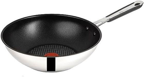 Tefal E30 Jamie Oliver Set4 Wok Pan Induction 28 cm Non-Stick Coating Dishwasher Safe Non-Slip Handle for All Types of Cookers Silver