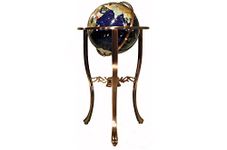 37" 3-Leg Bronze Floor Standing Blue Lapis Gemstone Globe