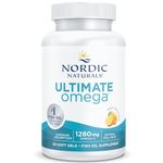 Nordic Naturals, Ultimate Omega-3, 1280mg, with EPA and DHA, High Dose, Lemon Flavour, 60 Softgels, Lab-Tested, Soy Free, Gluten Free, Non GMO