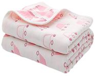 SYGA 110 cm Baby Swaddle Reversible Blanket 6 Layer Muslin 100% Cotton Stroller Cover Receiving Blankets_CrownPink