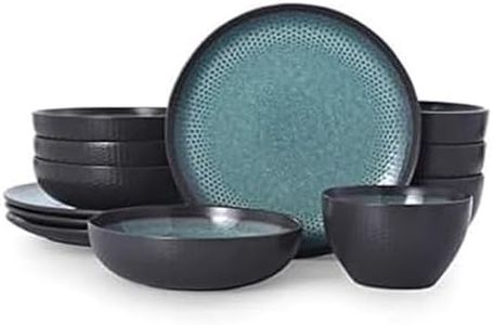 Pfaltzgraff 5267773 Maddox 12-Piece Dinnerware Set, teal