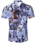 TUONROAD Mens Hawaiian Shirt 3D Alpaca Beach Shirts Mens Short Sleeve Summer Tropical Holiday Hawaiian Shirt XL