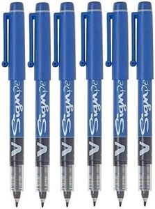 Pilot SW-VSP V Sign Lot de 6 stylos à encre liquide et pointe moyenne 2 mm, 0,6 mm à l’extrémité, Bleu