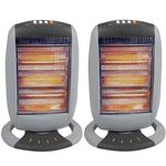 Set of 2 Halogen Heater 400W/800W/1200W 3 Power Settings & Carry Handle, Light weight Moveable Super Silent Overheat & Tip Over Protected Room