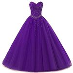 Vantexi Women's Sweetheart Tulle Prom Ball Gown Quinceanera Dresses Purple Size 2