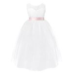 iiniim Kids Girls Princess Wedding Pageant Party Flower Girl Dress with Satin Sash 8