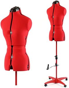 PDM WORLDWIDE Adjustable Dress Form Mannequin for Sewing Female Size 6-14, Pinnable Body Form with 13 Dials, Detachable Rolling Base, 42.5"-60" Height Range for Clothing Display, Small to Medium