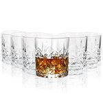 Vinsani Set of 6 Royal Whisky Tumblers 300ml Glasses Crystal Cut Transparent Vintage Whiskey Rum Cocktail Drinkware Glasses Bar Gift Set for Men Women