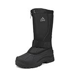 NORTIV 8 Men's Waterproof Hiking Winter Snow Boots Insulated Fur Liner Lightweight Outdoor Tall Booties Black 10 M US Quebec-m