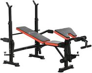 Soozier Adjustable Weight Bench with Leg Developer Barbell Rack for Weight Lifting and Strength Training Multifunctional Workout Station for Home Gym Fitness