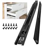 AOLISHENG Drawer Runners Cabinet Drawer Slides 600mm 45kg Load Capacity Heavy Duty Kitchen Draw Runners Full Extension Ball Bearing Draw Sliders Replacement Rails Side Mount, Black 1 Pair