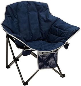 SunnyFeel Folding Camping Chairs, Portable Padded Camp Chair, Heavy Duty 500 LBS, Portable Moon Round Saucer Lawn Chairs (Blue)
