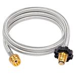 GASPRO 5FT Stainless Braided Propane Hose Adapter 1lb to 20lb for Coleman Camp Stove Buddy Heater to LP Cylinder POL Connection