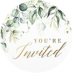 Mobiusea Creation Greenery Wedding Invitation Stickers | 1.4 inch | Gold Foil | 108pcs Waterproof Wedding Envelope Stickers for Wedding, Bridal Shower, Birthday, Baby Shower and Party