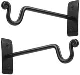 Black Plant Hooks for Wall 7.5 inch, Hanging Capacity 37.5 lbs, Heavy Duty Hanging Plant Bracket Outdoor, Indoor 2pcs