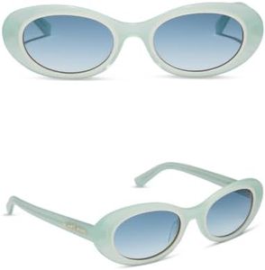 DIFF For Love & Lemons | Sabrina Oval 90s Sunglasses for Women | UV400 Polarized Protection | Pastel Sage + Blue Gradient