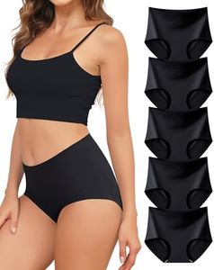 Oegho Seamless Underwear for Women High Waisted No Show Panties Full Coverage Briefs Invisible Soft 5 Pack S-XXL
