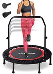 Kanchimi Folding Mini Fitness Indoor Exercise Workout Rebounder Trampoline with Handle, Max Load 150KG(Black Red)