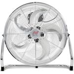 NETTA Gym Floor Standing Fan – 18" with 5 Blades – 3 Speed Settings and Tilt Option, Powerful Circulation, Wall Mountable, Fixtures and Fittings Included – Chrome