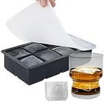 Premium Large Ice Cube Tray - Big 2-Inch Square Silicone Ice Cube Molds with Removable Lids - Food Grade, Reusable, BPA Free - Ideal for Cocktails, Whiskey, Fruit Juices and More (1-Pack)