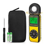 LYCEBELL Light Meter LC-881E Light Meter Photography, Range up to 300,000 Lux Photometer, Ambient Temp Tester with 270º Rotatable Detector, Date Hold Color LCD Screen