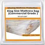 King Mattress Bag Cover for Moving Storage - Plastic Protector 5 Mil Thick Supply -Fits California King and Queen as Well