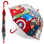 Marvel Spiderman Clear Dome Umbrella for Kids - Avengers Captain America Folding Transparent Umbrella Lightweight (Multi Avengers)