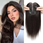 HAIR WALA™ Light Weight Hair Toppers for Thinning Hair Women Synthetic Hair 16 inch Long, 4 clips Hair Extension for women handmade & cover hair loss, grey hair (Matte Finish) Brown Color