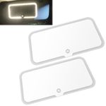 2 Pieces Car Vanity Mirror with LED Lights, Rechargeable Car Sun Visor LED Cosmetic Mirror 3 Light Modes Universal Car Makeup Mirror with Elastic Band Dimmable Touch Control Car Visor Mirror for Women