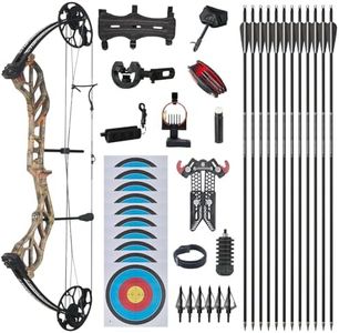 Compound Bow and Arrow for Youth Adult Archery Expert Beginner, Adjustable 19-70LB Draw Weight, 19-30IN Draw Length,Right Hand Archery Set, Archery Hunting Bow Set (Camouflage)