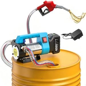 SEESII Diesel Transfer Pump Battery Powered: 12GPM Cordless Electric Fuel Transfer Pump Kit w/ 4.0Ah Battery & Auto-Stop Nozzle, 2 Hoses & Filter for Diesel Kerosene Portable Fueling on Farm Boat Home