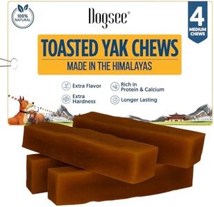Dogsee Toasted Yak Cheese Himalayan Dog Chews (Medium - 4 Chews) | Extra Long-Lasting | Double Cooked for Extra Smoky Cheese Flavor | Rich in Protein & Calcium | Easy to Digest | for Cleaning Teeth