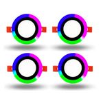 D'Mak Aluminium Round 9 Watt Concealed Dual Pgb Led Panel Downlight With Ic Driver Energy Super Saver (Cool White Pink, Green, Blue , 14 X 14 Cm) - Pack Of 4