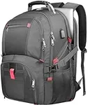 Yamdeg Travel Backpack, Large Backpack, Extra Large Laptop Backpack for Men, Big Capacity Computer College Backpack TSA Flight Approved Business Bag With USB Charging Port, Gifts For Him Men, Black
