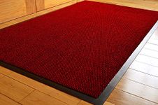 TrendMakers DOOR MATS BIG EXTRA LARGE WINE RED AND BLACK BARRIER MAT RUBBER EDGED HEAVY DUTY NON SLIP KITCHEN ENTRANCE HALL RUNNER RUG MATS 120X180CM (6X4FT) | POLYPROPYLENE PILE