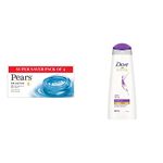 Pears Soft and Fresh Bathing Bar, 125g (Buy 3 Get 1 Free) And Dove Daily Shine Shampoo, 340ml