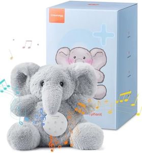 Dreamegg White Noise Machine Baby - Snuggle Elephant with Voice Recording, 21 Soothing Sounds, USB Rechargeable & Machine Washable, Timer or Continuous Play, Sleep Aid for Newborns, Nursery & Travel