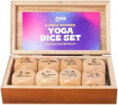 Zinsk 8-pc Wood Yoga Dice Set - Creative Yoga Accessories and Fun Yoga Gifts for Women - Wooden Workout Dice & Fitness Dice to Create Yoga Flows in Seconds - Yoga Stuff for Yogis and Yoga Instructors