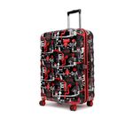 uppercase Jfk (Large) 76Cm, Hardsided Check-In Trolley Bag For Travel, Eco Polycarbonate Printed Luggage, Combination Lock, 8 Wheel Trolley Bag, 2000 Days Warranty (Black, 31 X 53 X 75.5 Cm, Spinner)