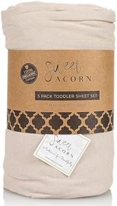Sweet Acorn 3 Piece Toddler Bedding Sets - Organic Cotton Jersey Knit - Fits Convertible Cribs and Mattresses - 9" x 28" x 52" - Fog Grey