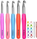 Size 6.5mm 7.0mm 8.0mm 9.0mm 10.0mm Crochet Hooks Set Ergonomic Grip Soft Handles Aluminum Crochet Hook Size K L M N/P in Case