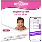 Easy@Home Pregnancy Test Kit: 10 Pack Early HCG Detection Test for Women - Sensitive Urine Strips for Home Pregnancy Testing - Fast Results in 5 Mins - Easy to Track with Premom App Support