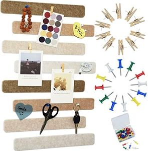 YOUDEFUL 8Pcs Bulletin Board Strips, Camel-Brown Felt Pin Board Bar Strips with 50 Pushpins, Self-Adhesive Felt Cork Board Strips for Wall to Display Your Notes, Photos, Schedules, Announcements