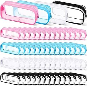 Engrowtic 60 Pcs 7.87 x 3.15 x 1.38 Inches PVC Clear Pencil Case with Zipper Pencil Pouch Small Pencil Box Make up Cosmetic Bags for Office Travel Toiletries Storage Tool School Supply (Multicolor)