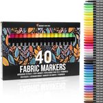 Fabric Pens - Set of 40 - Non Toxic, Indelible and Permanent Fabric Paint, Pens Fine Point Tip - Fine Point Textile Marker Pen