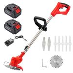 Ochitya 24V Cordless Electric Grass Trimmer with 2 Batteries, Adjustable Height Lawn Cutter, Portable Garden Weed Wacker with Multiple Blades for Home Yard and Farm Use